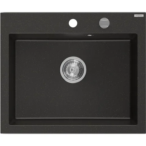 MEXEN Elix granitový dřez 1-miska 600 x 500 mm, černá/zlatá metalik, sifon chrom 6525601005-75