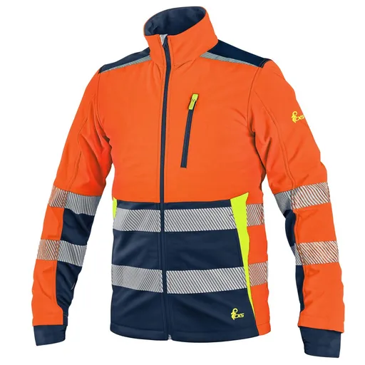 Canis (CXS) Pánská reflexní softshellová bunda CXS BENSON - Oranžová / modrá | 3XL