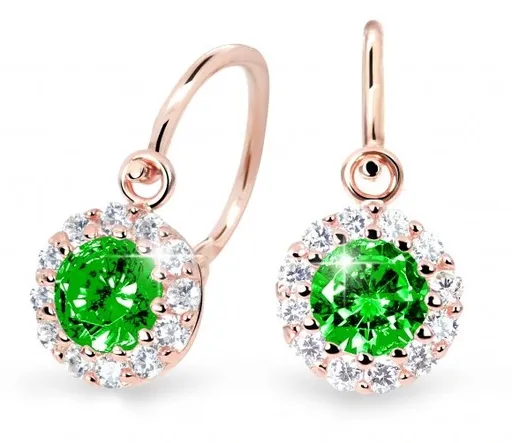 Cutie Jewellery Krásné dětské náušnice z růžového zlata C2745-10-X-4 zelená