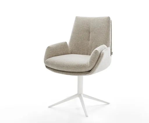 Jídelní židle Clea-Flex látka Měkký béžová křížová podnož bílá