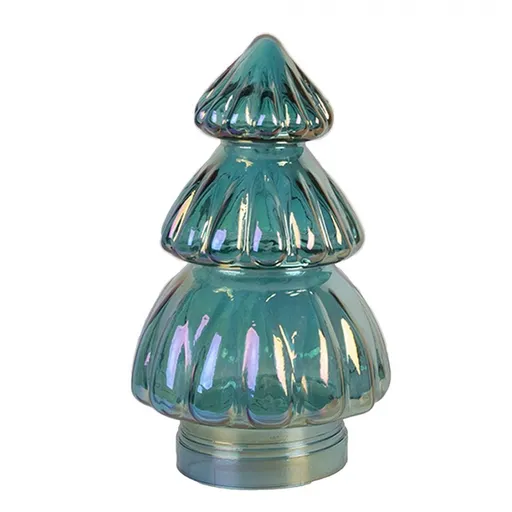 Modrá vánoční skleněná dekorace stromek - Ø 12*20 cm Clayre & Eef