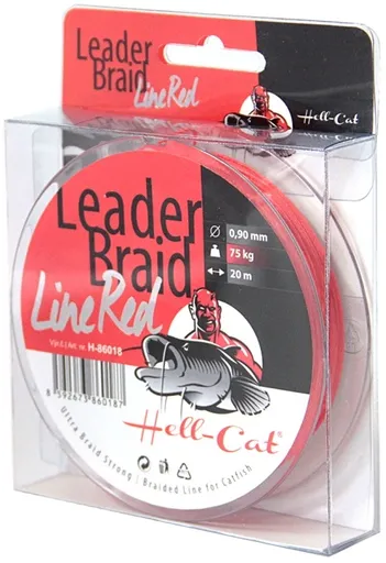 Hell-cat návazcová šňůra leader braid line red 20 m-průměr 1,40 mm / nosnost 125 kg