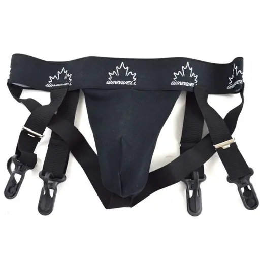 WINNWELL HOKEJOVÝ SUSPENZOR S PODVAZKY BLACK JR Sportovní suspenzor, černá, velikost