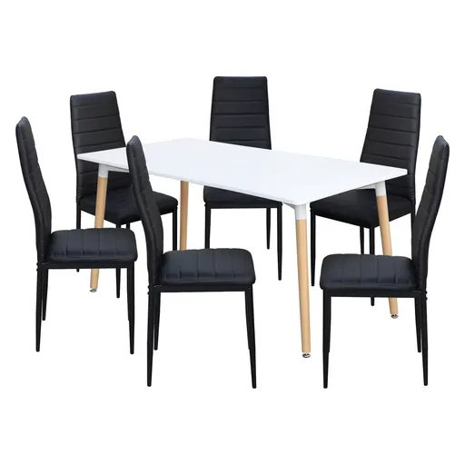 Jídelní stůl ONE 160x90 bílý + 6 židlí SIGMA černých