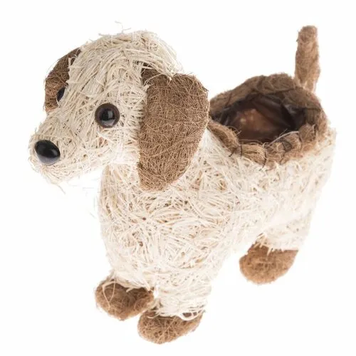 Proutěný obal na květináč s PVC Pes, 32 x 30 x 24 cm