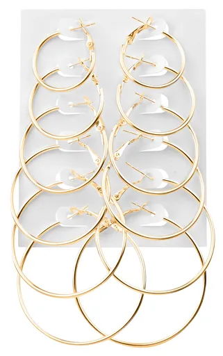 Troli Sada pozlacených kruhových náušnic Gold (6 párů)