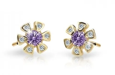 Cutie Jewellery Zlaté dětské náušnice C2156-30-X-1 fialová