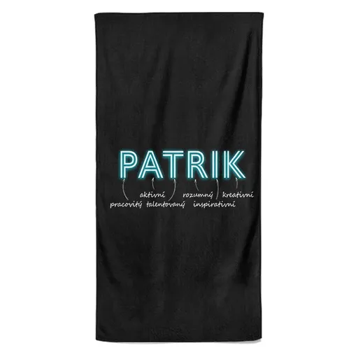 Osuška Mužská jména – NEON (Jméno: Patrik, Velikost osušky: 70x140cm)
