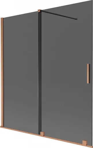 MEXEN/S Velar dvoukřídlá posuvná vanová zástěna 150 x 150, grafit, měď kartáčovaná 896-150-000-41-65