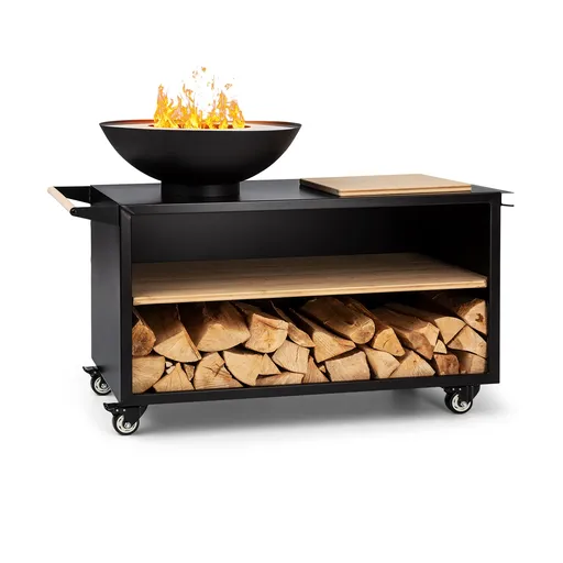 Blumfeldt Savage 2.0 Wide, ohniště s grilem, bambusová krájecí deska, ochranný kryt