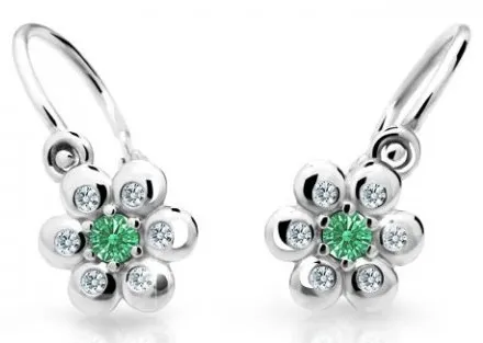 Cutie Jewellery Kytičkové dětské náušnice z bílého zlata C2247-10-X-2 zelená
