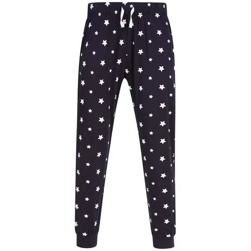 SF (Skinnifit) Pánské pyžamové kalhoty se vzorem - Tmavě modrá / bílá | XS