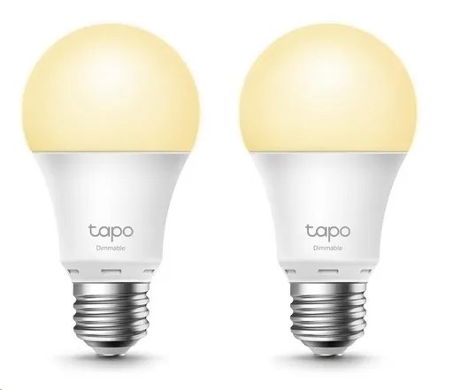 TP-Link Tapo L510E (2-pack) chytrá WiFi stmívatelná LED žárovka (bílá, 2700K, 806lm, 2, 4GHz, E27)