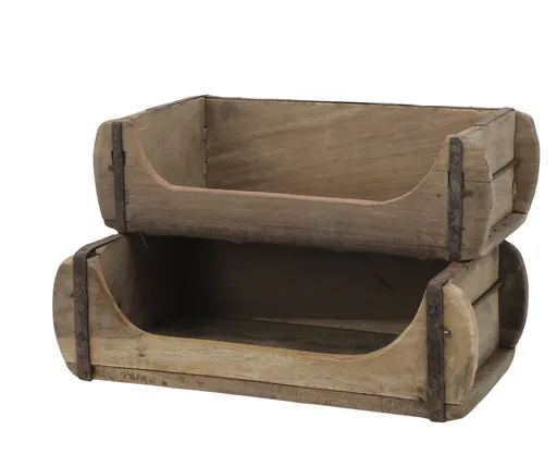 Hnědá dřevěná polička z cihlové formy Grimaud - 30*20*20 cm Chic Antique