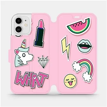 Flipové pouzdro na mobil Apple iPhone 12 - M129S Růžové WHAT (5903516374021)