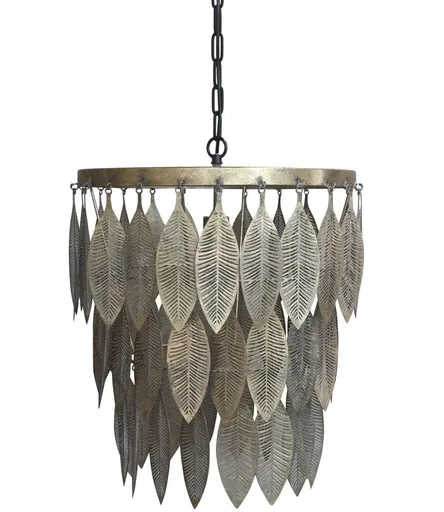 Mosazný antik kovový lustr s listy Vilolé - 47*59 cm/ E27/ 40W Chic Antique