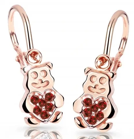 Cutie Jewellery Dětské náušnice z růžového zlata Medvídci C2751-10-X-4 červená