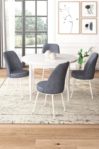 Dining Table & Chairs Set (5 Pieces) Tor - White, Fume