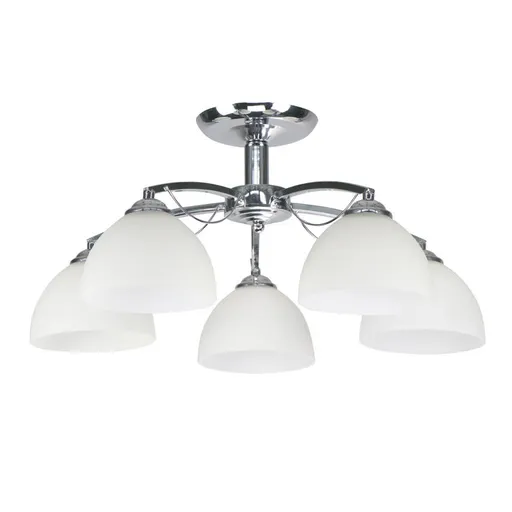 Stropní lampa Filona Chrome 5x40 E27 bílé stínidlo
