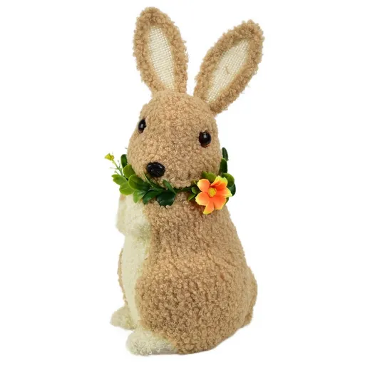 Velikonoční zajíček flísový s květinou, 15 x 27 x 12 cm