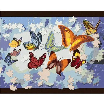 Zuty - Malování podle čísel - PUZZLE A MOTÝLI (D. RUSTY RUST), 80x100 cm, vypnuté plátno na rám (HRAmmb01857nad)