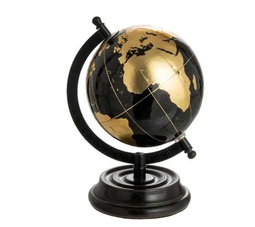 Dekorace černo-zlatý glóbus na podstavci Blacgo - Ø15*22cm J-Line by Jolipa