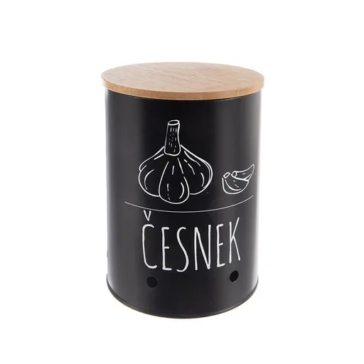 Kulatá plechová dóza ČESNEK Black