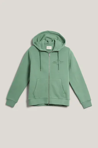 MIKINA GANT REG TONAL SHIELD ZIP HOODIE KALAMATA GREEN