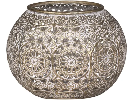 Bronzový antik kovový vintage svícen Vire s patinou - Ø 11*9 cm Chic Antique