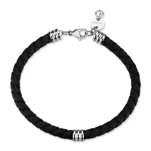 S'Agapõ Černý kožený náramek Nomad SNO12