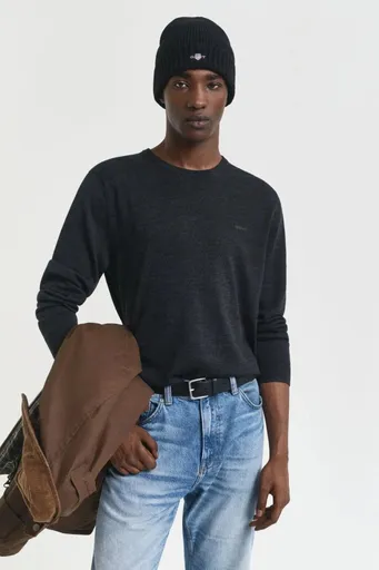 SVETR GANT EXTRAFINE MERINO WOOL C-NECK DK CHARCOAL MELANGE