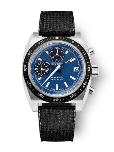 Nivada Grenchen Chronosport Blue Automatic - Rubber Tropic