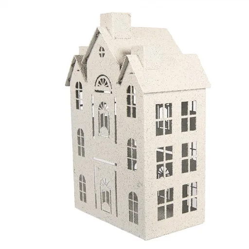 Béžový antik kovový svícen domek Vintage House - 26*16*40 cm Clayre & Eef