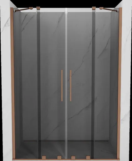 MEXEN/S Velar Duo posuvné sprchové dveře 160, grafit, měď kartáčovaná 871-160-000-42-65