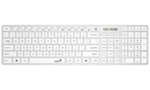 Genius Slimstar 126 Klávesnice, drátová, CZ+SK layout, Copilot klávesa, USB,tenká, bílá