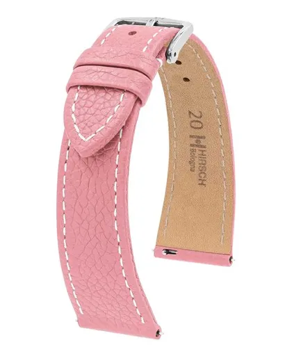 Řemínek Hirsch Bologna - růžový - 20 mm - M – Střední délka - 16 mm - Stříbrná