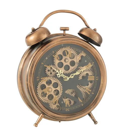 Měděné antik kovové hodiny ve tvaru budíku Gears - 27*8*33 cm J-Line by Jolipa