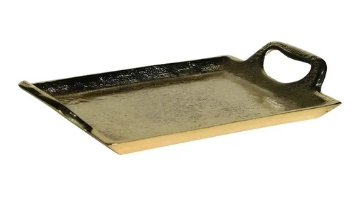 Zlatý kovový servírovací podnos s uchy Tray Raw M - 25*13*5cm  Mars & More