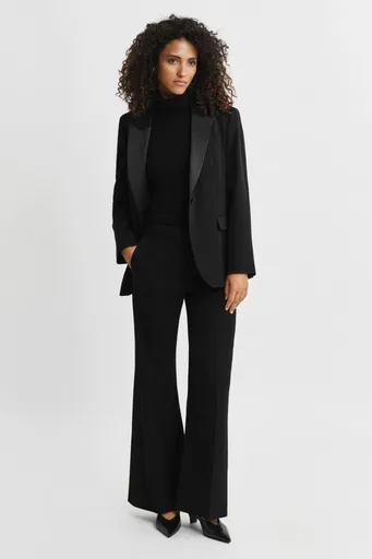 KALHOTY GANT WOOL BLEND FLARE TUXEDO PANTS BLACK