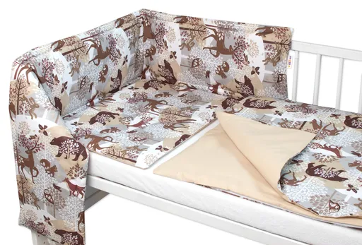 Baby Nellys Mantinel s povlečením, 3dílná sada Wild animals, hnědé, 120x90cm