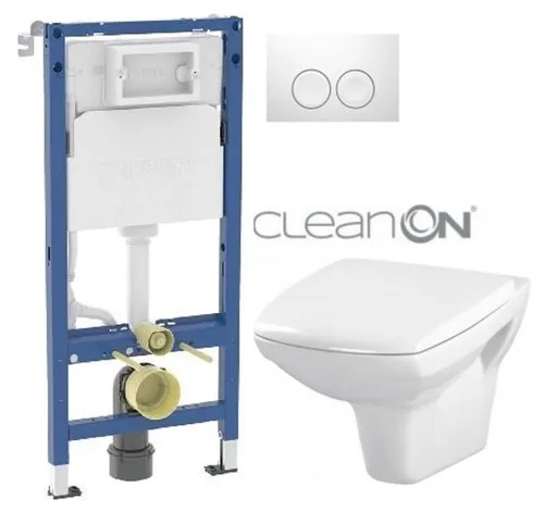 Geberit Duofix tlačítko DELTA21 bílé WC CERSANIT CARINA CLEANON + SEDÁTKO 458.103.00.1 21BI CA1