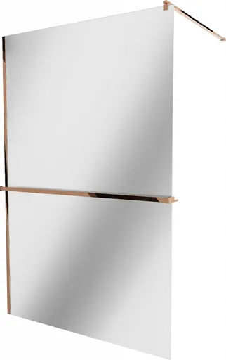 MEXEN/S KIOTO Sprchová zástěna WALK-IN s poličkou a držákem ručníků 100 x 200, zrcadlové 8 mm, růžové zlato 800-100-121-60-50