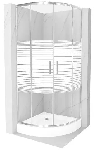 MEXEN/S Rio čtvrtkruhový sprchový kout 70 x 70, dekor/mráz, chrom + vanička Rio 863-070-070-01-20-4710