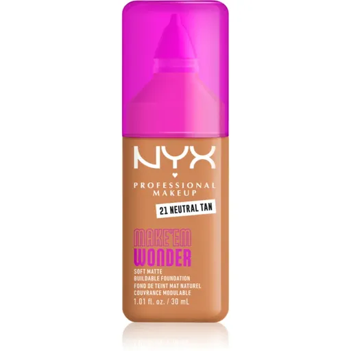 NYX Professional Makeup Make ‘Em Wonder lehký matující make-up odstín 21 Neutral Tan 30 ml