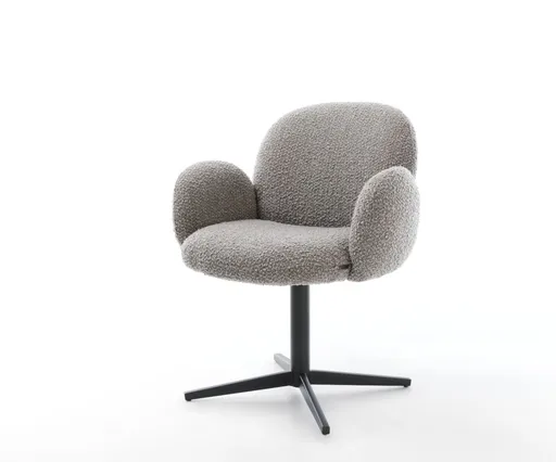 Jídelní židle Nube-Flex s područkami bouclé stříbrnošedá podnož