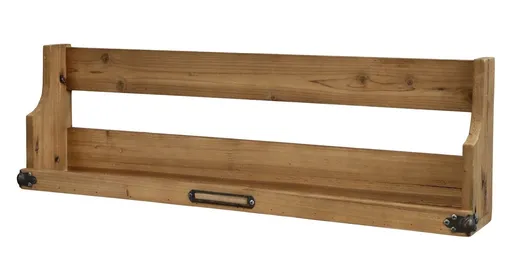 Hnědá antik dřevěná nástěnná polička na kořenky Shalia - 81*13,5*25cm Chic Antique