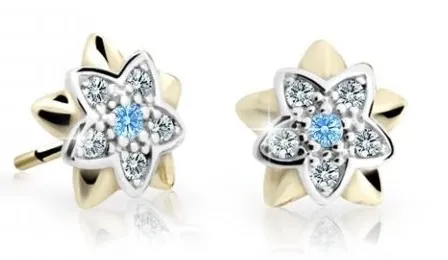 Cutie Jewellery Dětské bicolor náušnice ze žlutého zlata C2210-30-X-1 světle modrá