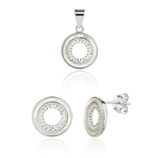 JVD Stříbrná sada šperků s perletí SVLS0129SJ6BI00 (přívěsek, náušnice)