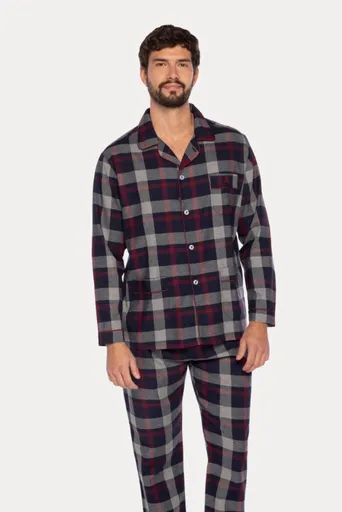 Pánské flanelové pyžamo MARTIN XL Tmavě modrá