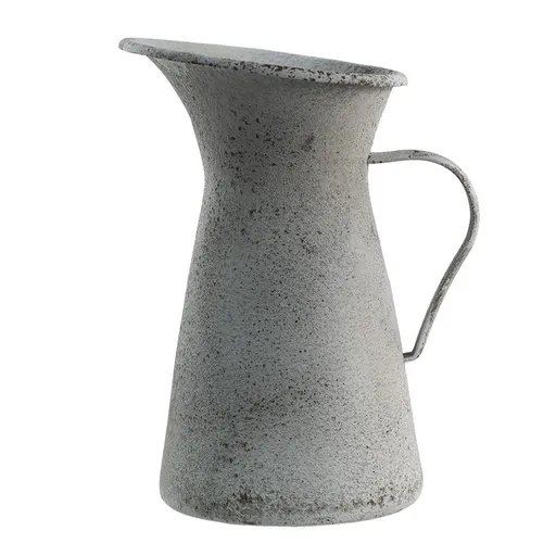 Šedý bílý antik dekorativní kovový džbán - 15*15*27 cm Clayre & Eef